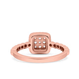 Art Deco Square Halo Wedding Engagement Bridal Ring Round Simulated Cubic Zirconia 925 Sterling Silver