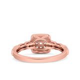 Square Halo Art Deco Wedding Engagement Bridal Ring Round Simulated Cubic Zirconia 925 Sterling Silver