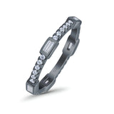 Full Eternity Ring Wedding Engagement Band Baguette Round Pave Simulated Cubic Zirconia 925 Sterling Silver (2.5mm)