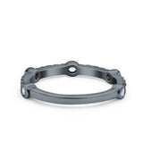 Half Eternity Ring Wedding Engagement Band Pave Simulated Cubic Zirconia 925 Sterling Silver (3mm)