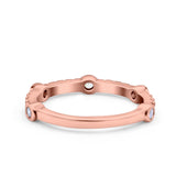 Half Eternity Ring Wedding Engagement Band Pave Simulated Cubic Zirconia 925 Sterling Silver (3mm)