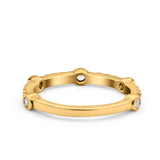 Half Eternity Ring Wedding Engagement Band Pave Simulated Cubic Zirconia 925 Sterling Silver (3mm)