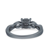 Halo Art Deco Ring Round Wedding Engagement Infinity Band Pave Simulated Cubic Zirconia 925 Sterling Silver (6mm)