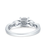 Halo Art Deco Ring Round Wedding Engagement Infinity Band Pave Simulated Cubic Zirconia 925 Sterling Silver (6mm)