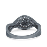 Half Eternity Halo Art Deco Ring Wedding Engagement Infinity Band Round Pave Simulated Cubic Zirconia 925 Sterling Silver