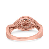 Half Eternity Halo Art Deco Ring Wedding Engagement Infinity Band Round Pave Simulated Cubic Zirconia 925 Sterling Silver