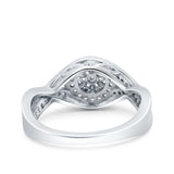 Half Eternity Halo Art Deco Ring Wedding Engagement Infinity Band Round Pave Simulated Cubic Zirconia 925 Sterling Silver