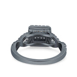 Halo Art Deco Ring Square Wedding Engagement Infinity Band Round Pave Simulated Cubic Zirconia 925 Sterling Silver (10mm)