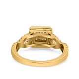 Halo Art Deco Ring Square Wedding Engagement Infinity Band Round Pave Simulated Cubic Zirconia 925 Sterling Silver (10mm)