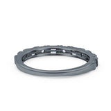 Half Eternity Ring Wedding Engagement Band Baguette Pave Simulated Cubic Zirconia 925 Sterling Silver (2mm)