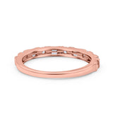 Half Eternity Ring Wedding Engagement Band Baguette Pave Simulated Cubic Zirconia 925 Sterling Silver (2mm)