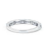 Half Eternity Ring Wedding Engagement Band Baguette Pave Simulated Cubic Zirconia 925 Sterling Silver (2mm)