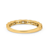 Half Eternity Ring Wedding Engagement Band Baguette Pave Simulated Cubic Zirconia 925 Sterling Silver (2mm)