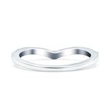 Chevron Midi Half Eternity Ring Wedding Engagement Band Round Simulated Cubic Zirconia 925 Sterling Silver