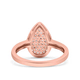 Pear Wedding Engagement Ring Band Round Pave Simulated Cubic Zirconia 925 Sterling Silver (13mm)