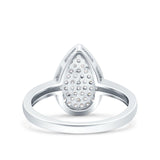 Pear Wedding Engagement Ring Band Round Pave Simulated Cubic Zirconia 925 Sterling Silver (13mm)