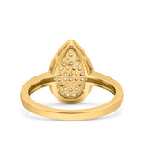 Pear Wedding Engagement Ring Band Round Pave Simulated Cubic Zirconia 925 Sterling Silver (13mm)