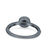 Art Deco Ring Wedding Engagement Band Round Pave Simulated Cubic Zirconia 925 Sterling Silver (7mm)