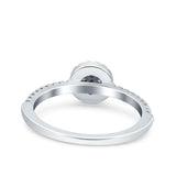 Art Deco Ring Wedding Engagement Band Round Pave Simulated Cubic Zirconia 925 Sterling Silver (7mm)