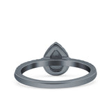 Art Deco Pear Halo Wedding Engagement Bridal Ring Round Simulated Cubic Zirconia 925 Sterling Silver