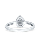 Art Deco Pear Halo Wedding Engagement Bridal Ring Round Simulated Cubic Zirconia 925 Sterling Silver