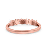 Half Eternity Buttere Shape Ring Wedding Engagement Band Round Pave Simulated Cubic Zirconia 925 Sterling Silver