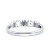 Half Eternity Buttere Shape Ring Wedding Engagement Band Round Pave Simulated Cubic Zirconia 925 Sterling Silver