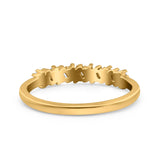 Half Eternity Buttere Shape Ring Wedding Engagement Band Round Pave Simulated Cubic Zirconia 925 Sterling Silver