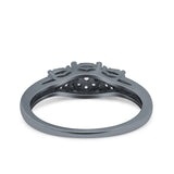 3 Flower Ring Wedding Engagement Band Round Pave Simulated Cubic Zirconia 925 Sterling Silver (5mm)