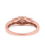 3 Flower Ring Wedding Engagement Band Round Pave Simulated Cubic Zirconia 925 Sterling Silver (5mm)