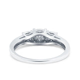 3 Flower Ring Wedding Engagement Band Round Pave Simulated Cubic Zirconia 925 Sterling Silver (5mm)