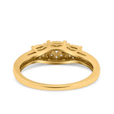 3 Flower Ring Wedding Engagement Band Round Pave Simulated Cubic Zirconia 925 Sterling Silver (5mm)