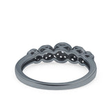 5 Flower Ring Wedding Engagement Band Round Pave Simulated Cubic Zirconia 925 Sterling Silver (5mm)