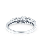 5 Flower Ring Wedding Engagement Band Round Pave Simulated Cubic Zirconia 925 Sterling Silver (5mm)