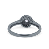 Art Deco Engagement Wedding Ring Band Round Pave Simulated Cubic Zirconia 925 Sterling Silver (6mm)