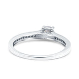 Art Deco Band Wedding Ring Round Pave Simulated Cubic Zirconia 925 Sterling Silver (4mm)