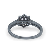 Art Deco Wedding Band Engagement Ring Round Pave Simulated Cubic Zirconia 925 Sterling Silver (7mm)