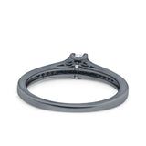 Solitaire Wedding Engagement Ring Band Round Pave Simulated Cubic Zirconia 925 Sterling Silver (4mm)