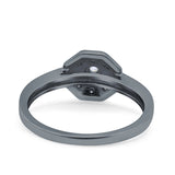 Art Deco Star Wedding Ring Band Round Pave Simulated Cubic Zirconia 925 Sterling Silver (9mm)