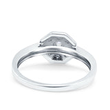 Art Deco Star Wedding Ring Band Round Pave Simulated Cubic Zirconia 925 Sterling Silver (9mm)