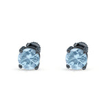 Solitaire Stud Earring Round Cubic Zirconia 925 Sterling Silver