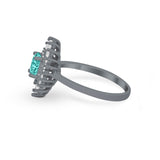 Art Deco Wedding Engagement Bridal Ring Baguette Round CZ 925 Sterling Silver