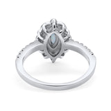 Art Deco Marquise Wedding Ring Simulated Cubic Zirconia 925 Sterling Silver