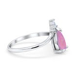 Pear Midi V Ring Wedding Ring Simulated Cubic Zirconia 925 Sterling Silver