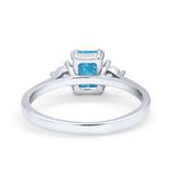 Emerald Cut Wedding Ring Round Simulated Cubic Zirconia 925 Sterling Silver