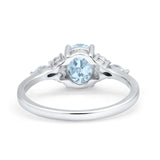 Art Deco Oval Wedding Ring Marquise Simulated Cubic Zirconia 925 Sterling Silver