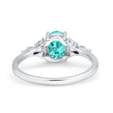 Art Deco Oval Wedding Ring Marquise Simulated Cubic Zirconia 925 Sterling Silver
