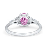 Art Deco Oval Wedding Ring Marquise Simulated Cubic Zirconia 925 Sterling Silver