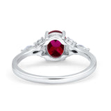 Art Deco Oval Wedding Ring Marquise Simulated Cubic Zirconia 925 Sterling Silver