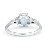 Art Deco Oval Wedding Ring Marquise Simulated Cubic Zirconia 925 Sterling Silver